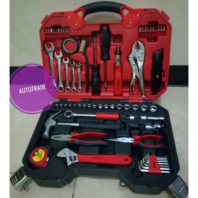 Toolkit 66 Tool Kit Box Set Original Krisbow Kotak Perkakas Mekanik - Isi 66 Tools Terbaru