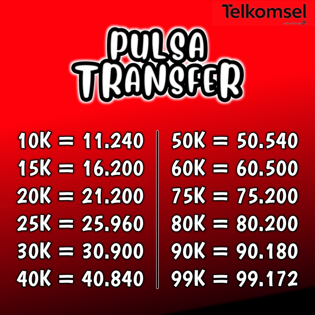 PULSA TRANSFER TELKOMSEL AKTIF (10Rb - 75Rb)