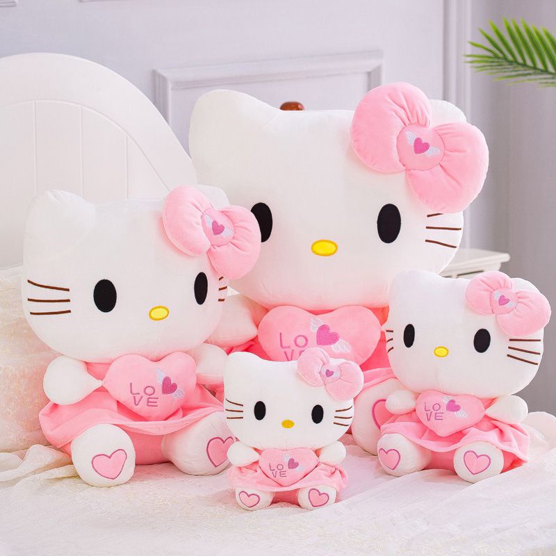 Kawaii Mainan Kucing Indah Isi Bantal Hello Kitty Hati Bantal Anak Hadiah Boneka