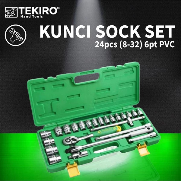 Termurah - YUKIDO Kunci Shock Set Obeng Tekiro Original Sok Lengkap Soket Konci Shok Kenmaster Perkakas Bengkel Alat Paket 24 Sock 1 Motor Wrench Socket