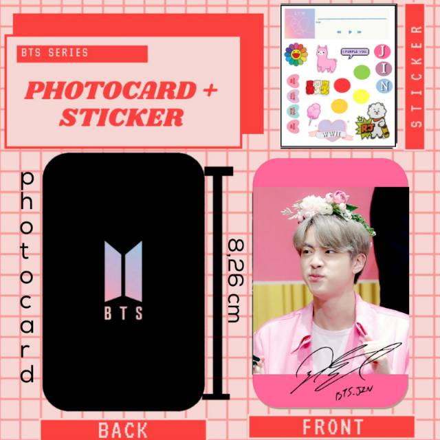 DIY Sticker photocard set aesthetic colorfull bts hp case unik kreatif jin jungkook rm jhope jimin v
