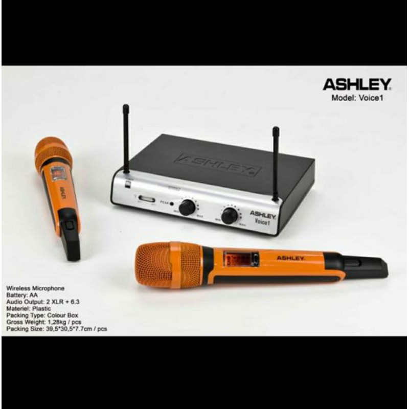 MIC ASHLEY VOICE1/VOICE 1 MICROPHONE WIRELESS 2 MIC PEGANG ORIGINAL