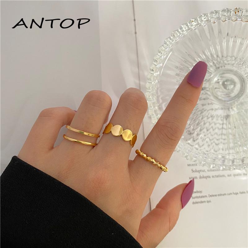 3pcs / Set Cincin Ekor Geometris Gaya Vintage Minimalis Punk Untuk Wanita