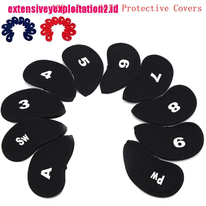 &lt; E2id &amp; &gt; 10pcs Cover Pelindung Kepala Tongkat Golf Bahan Neoprene