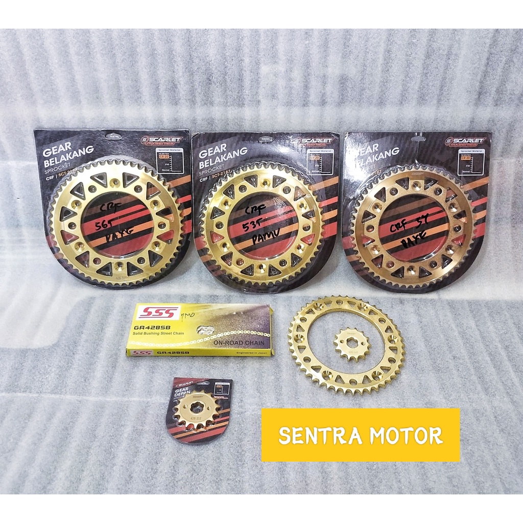 Gear Set CRF 150 Scarlet Gold Rantai SSS 428 SB - Gear Set Khusus CRF 150 Scarlet Gold Plus Rantai S
