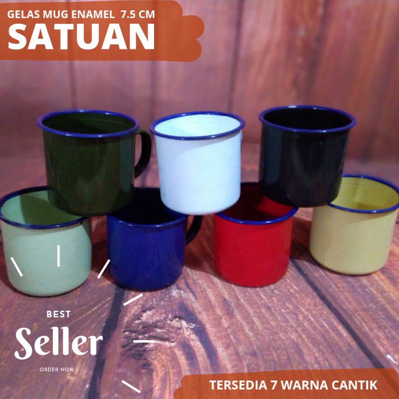 Gelas Enamel Cangkir  7 Cm Mug Jadul Kaleng  Enamel Murah 