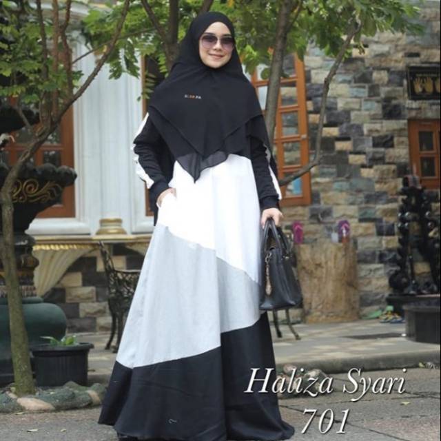 Terbaru gamis denim jersey daily hitam by haliza syari 701