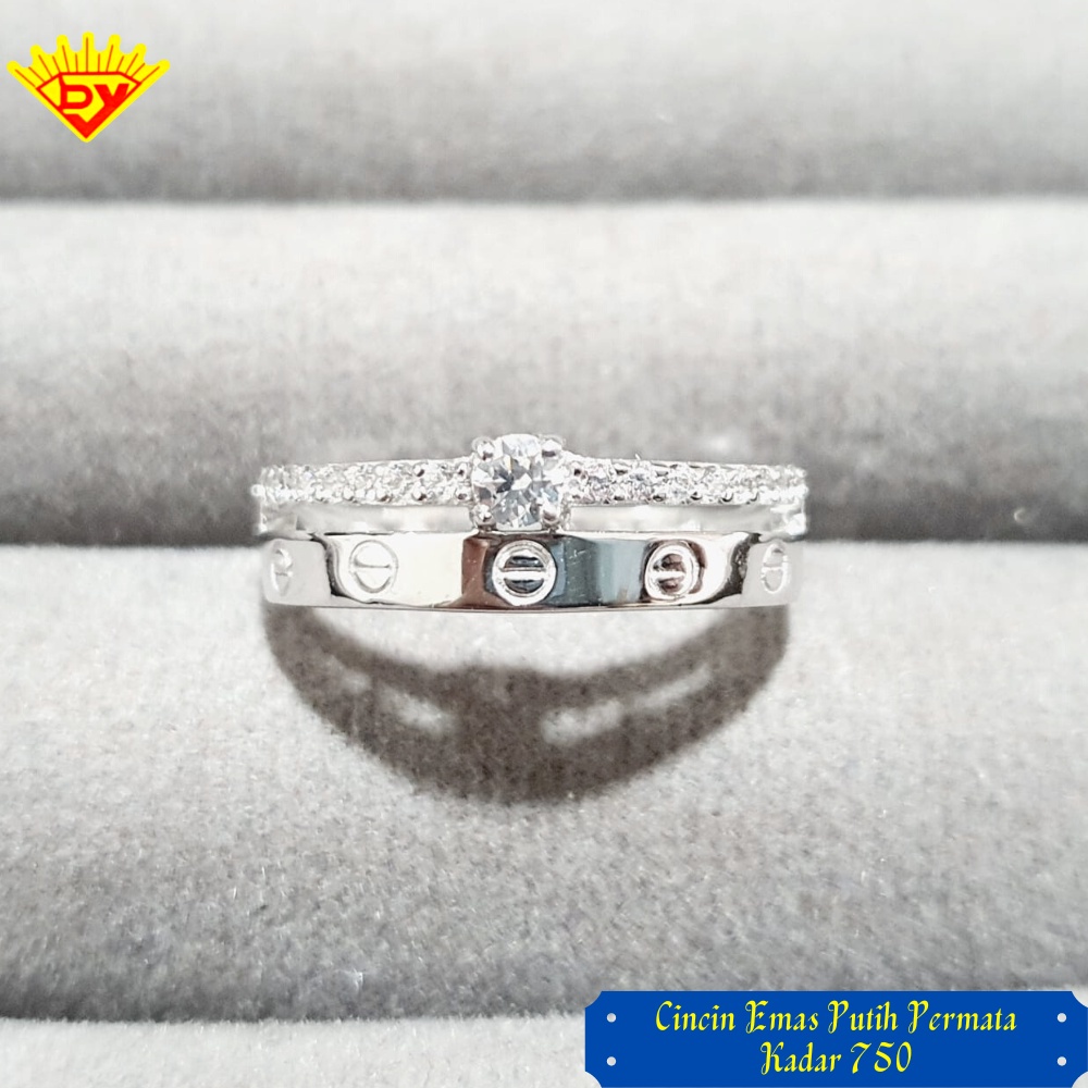 Cincin Emas Putih Kadar Emas 750
