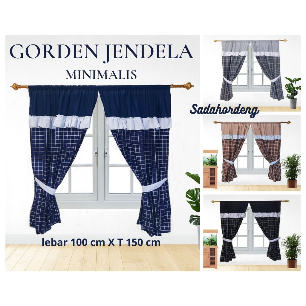 GORDEN JENDELA PENDEK MINIMALIS MOTIF KOTAK | Shopee Indonesia