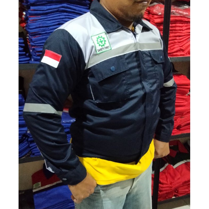 WEARPACK SAFETY / KEMEJA SAFETY / BAJU SAFETY LENGAN PANJANG / BAJU PROYEK KEREN / BAJU KERJA PRIA PROYEK / BAJU KERJA PIRA LAPANGAN / BAJU MEKANIK / BAJU WEARPACK / WERFAK PRIA KERJA / BAJU WEARPACK KERJA PROYEK / BAJU TAMBANG / DONGKER ABUMUDA