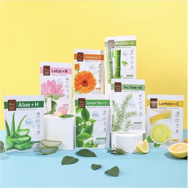 ⭐️ Beauty Expert ⭐️ Ariul 7days Mask Aloe - Avocado - Bamboo Water - Green Tea - Lemon - Pomegranate - Tea Tree