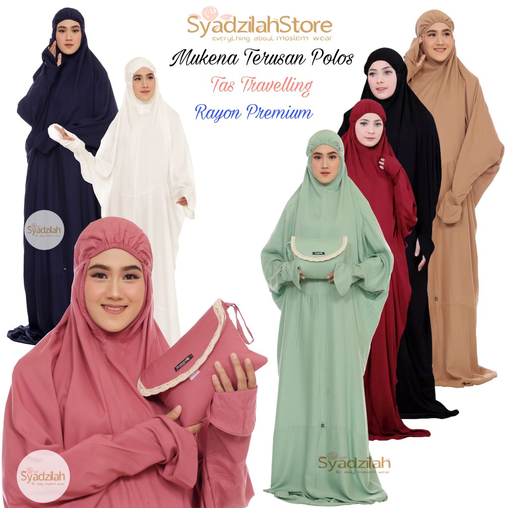 SYADZILAH - Mukena Terusan Polos Katun Rayon Travelling