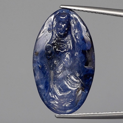 CV110 Guan-Yin Carving 13.25ct Natural Blue Sapphire Madagascar