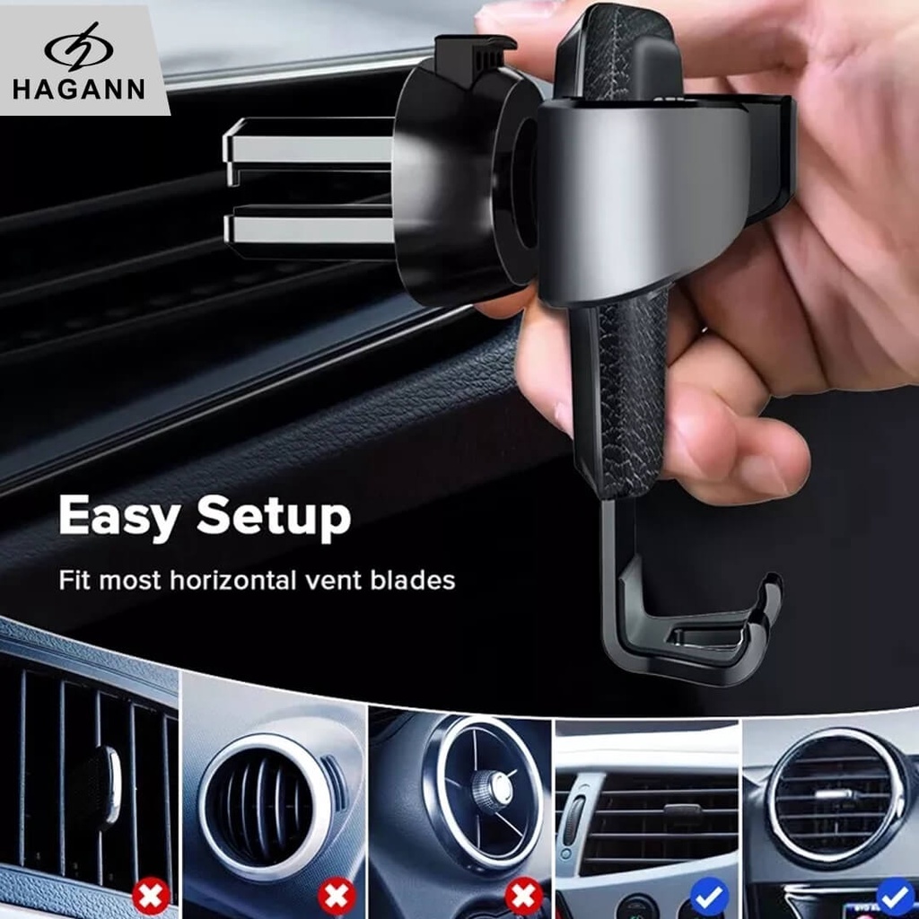 HAGANN CHO-1101 Holder HP Mobil AC | Gravity Car Phone Stand Jepit | Dudukan HP Di Mobil – Garansi 1 Tahun