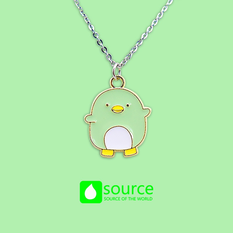 Kalung Rantai Bahan Stainless Steel Alloy Dengan Liontin Kartun Kelinci Bebek Kuning Kecil Untuk Wanita