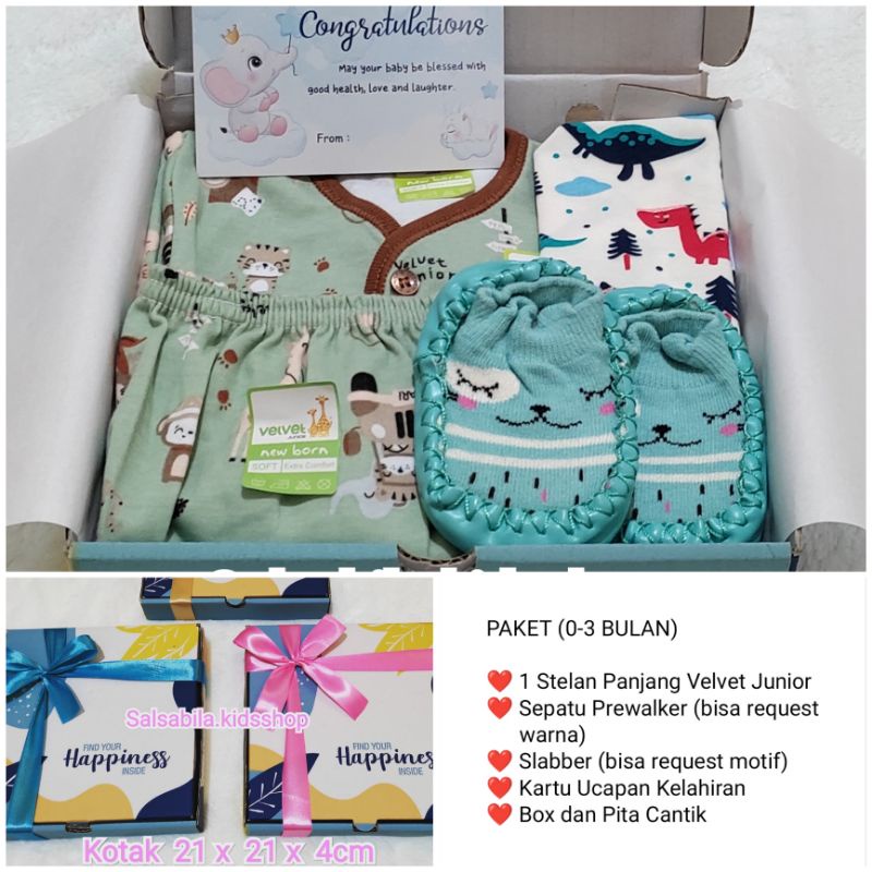 HAMPERS BAYI NEWBORN VELVET JUNIOR / KADO LAHIRAN BAYI MURAH-PAKET STELAN PJG F