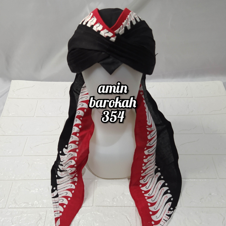 COD...!!! Blangkon Jogja Lipat Motif Jawa Timuran / Banyuwangi Warna Hitam Merah Sliwir - Ukuran Dewasa #Adat #Jawa #Tradisional