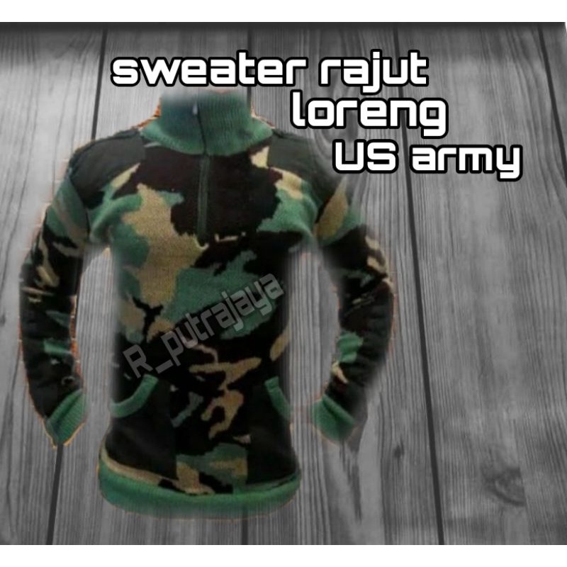 Sweater rajut loreng US ARMY