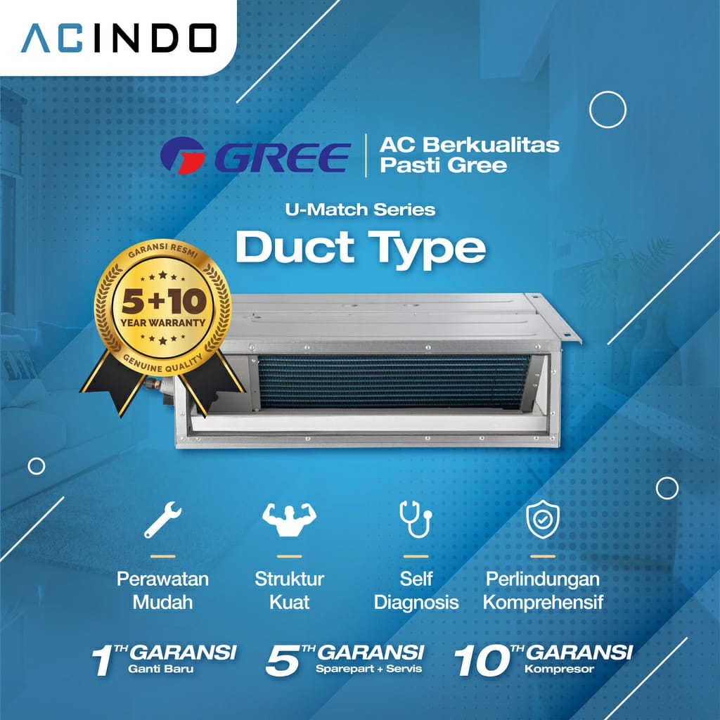 AC Gree Duct Type 3 PK GU71PS/A-K Non Inverter