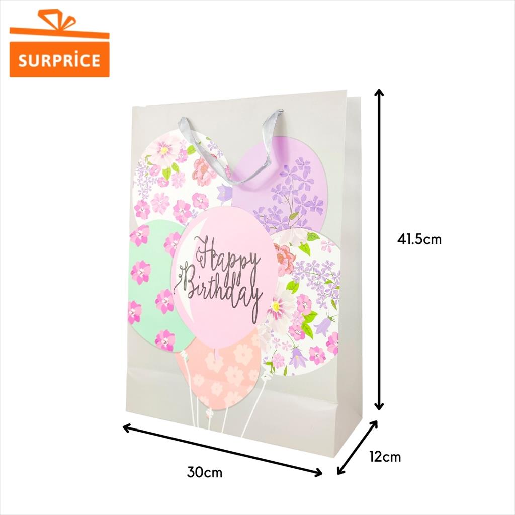 Surprice Paper Bag 30x41x12cm / Kantong Tas Kado Hadiah Ulang Tahun Birthday / Goodie Bag-HBD Abu