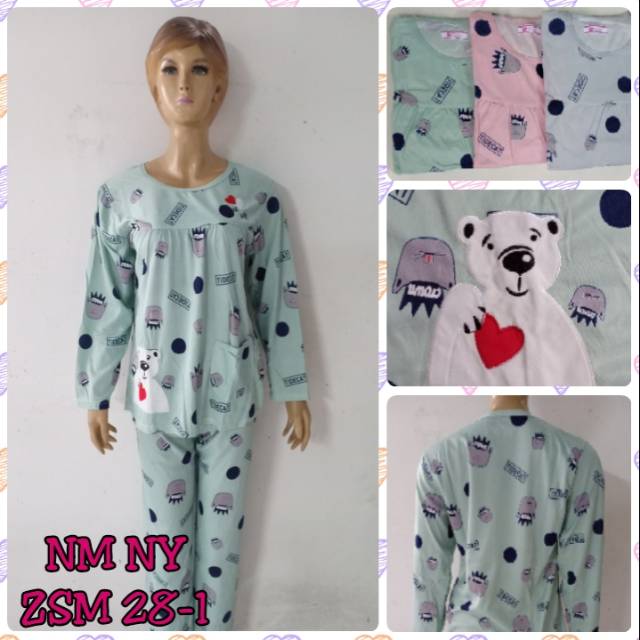 Baju tidur kaos tebal tgn pjg import