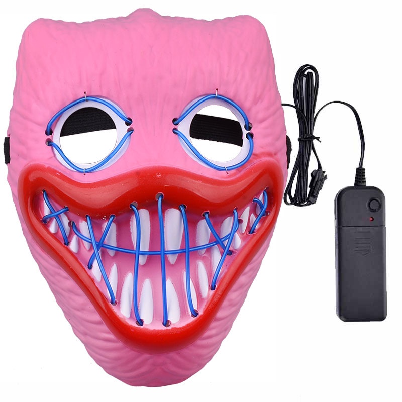 Topeng Poppy Dengan Lampu LED Warna Hitam / Biru / Pink Untuk Cosplay Halloween