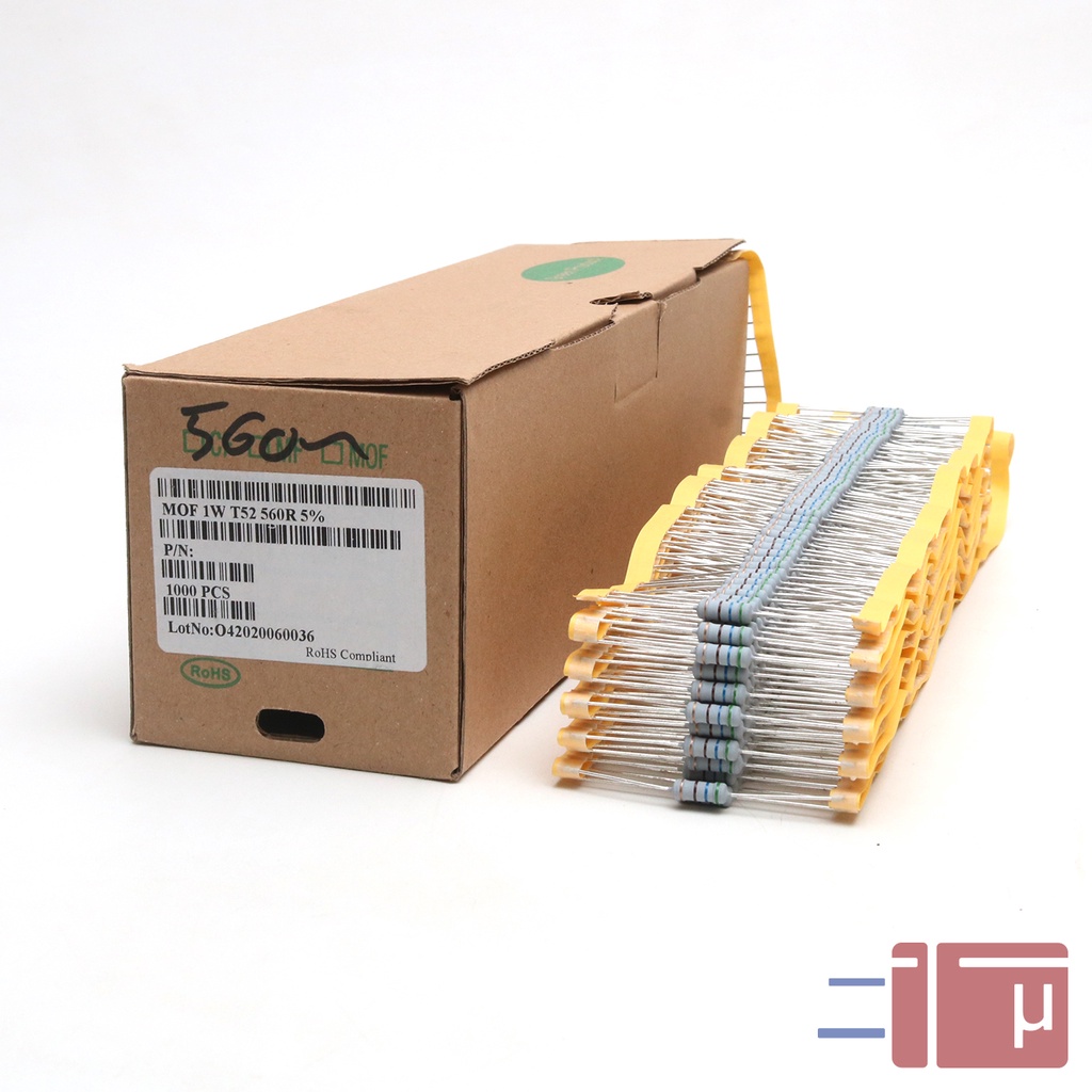 x10 Resistor 560R 560 Ohm 1W Metal Oxide 5% Taiwan Kaki Tembaga