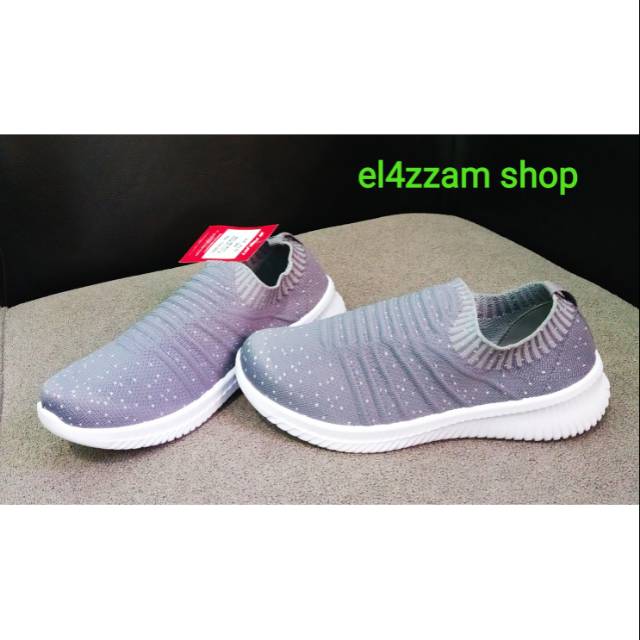 Pro ATT JLC 710 Sepatu Slip on Rajut Wanita Warna Abu HijauPutih