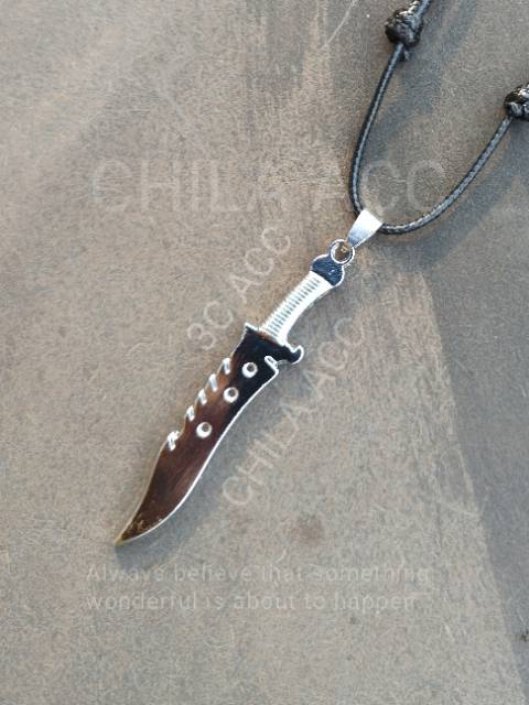 Kalung Tali Liontin PISAU KOMANDO KNIFE ARMY 3Mata GAUL Fashion pria Wanita Gold Silver Black