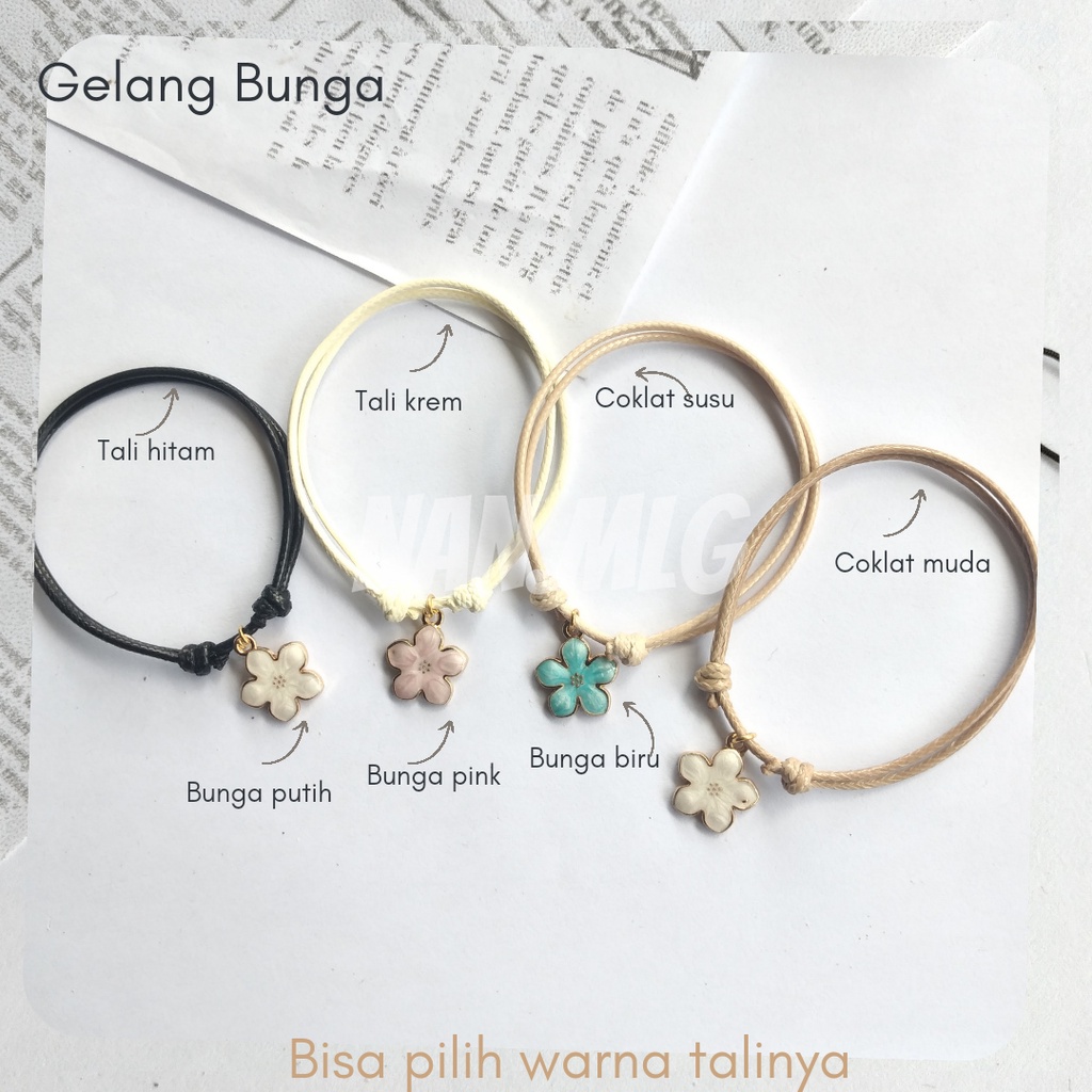 Gelang Tali Charm Bunga