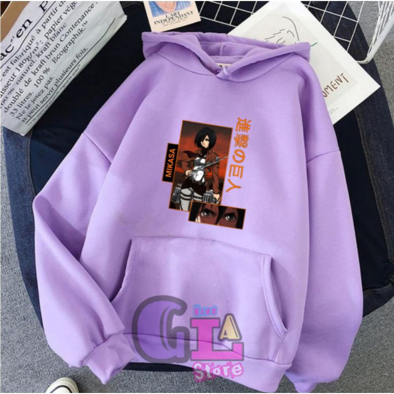 jaket hoodie anak perempuan anime mikasa/hoodie anime