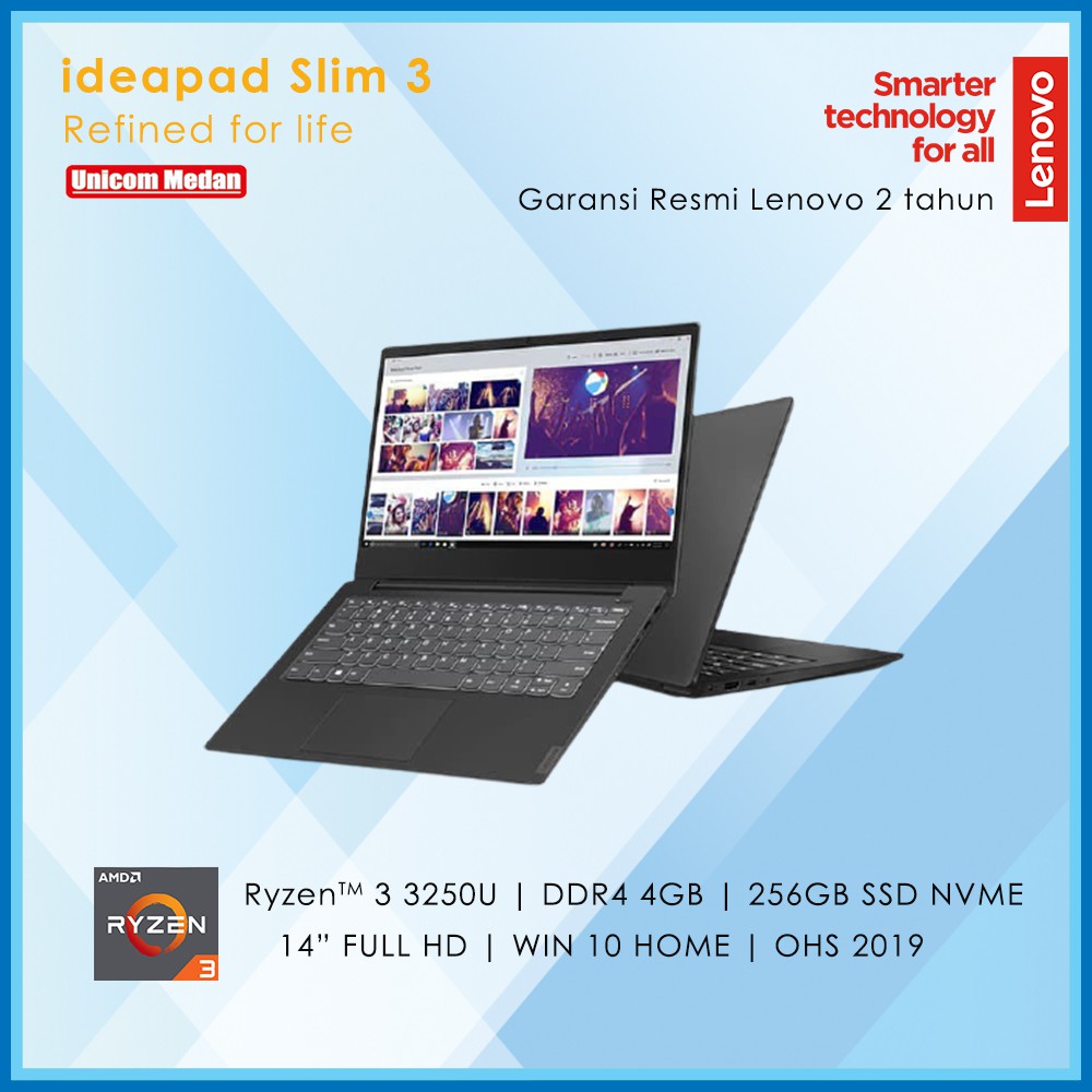 Lenovo ideapad Slim 3 AMD Ryzen 3 3250U | DDR4 4GB | 256 SSD NVME