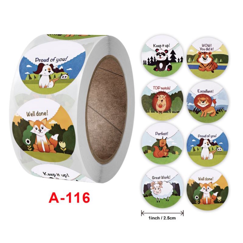 

Sticker Stiker Roll Label Cookies Kue Permen Goodie Animal Binatang