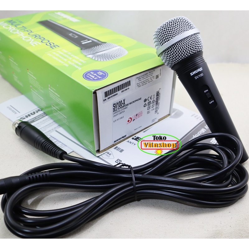 Mic Kabel Shure Asli Shure-SV-100 Microphone Original Mikropon Mik Ori