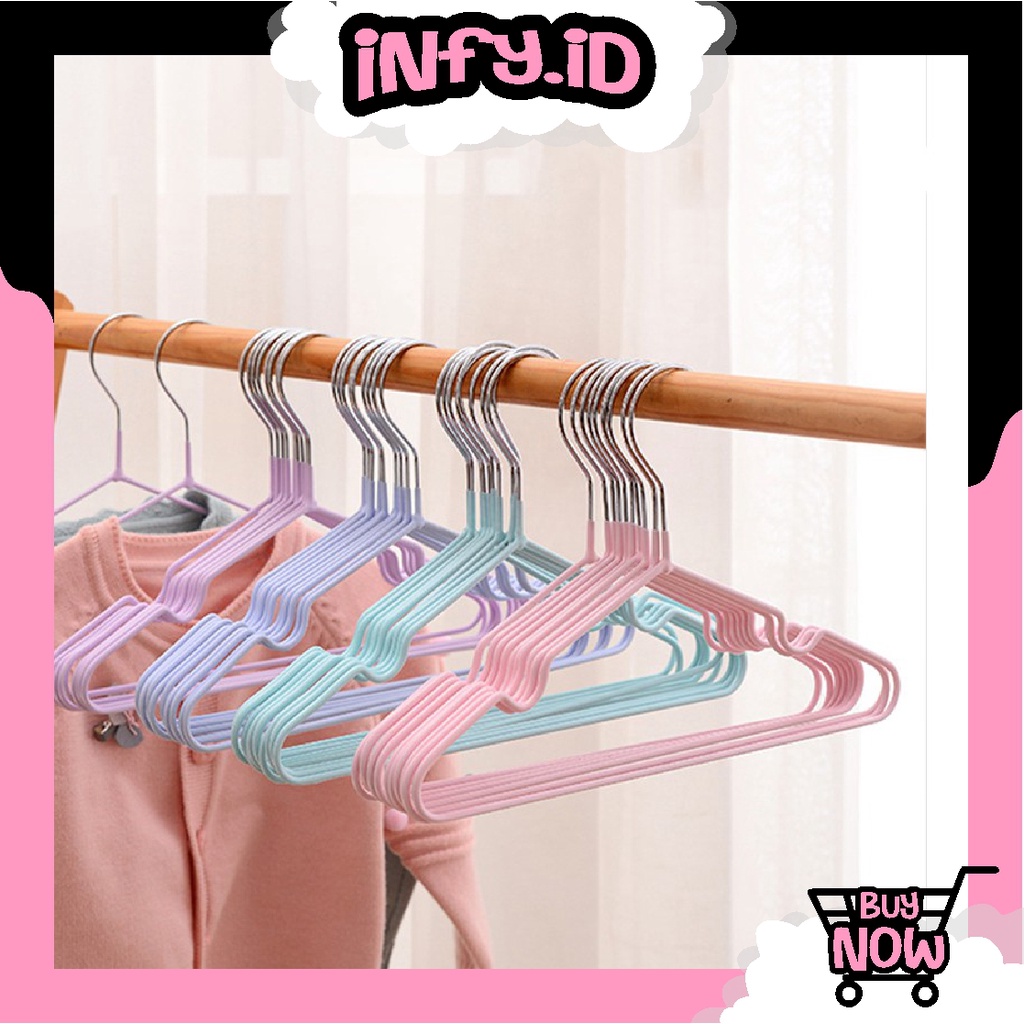 INFY - R427 Gantungan Baju DEWASA 42 CM / Hanger Warna Stainless Steel