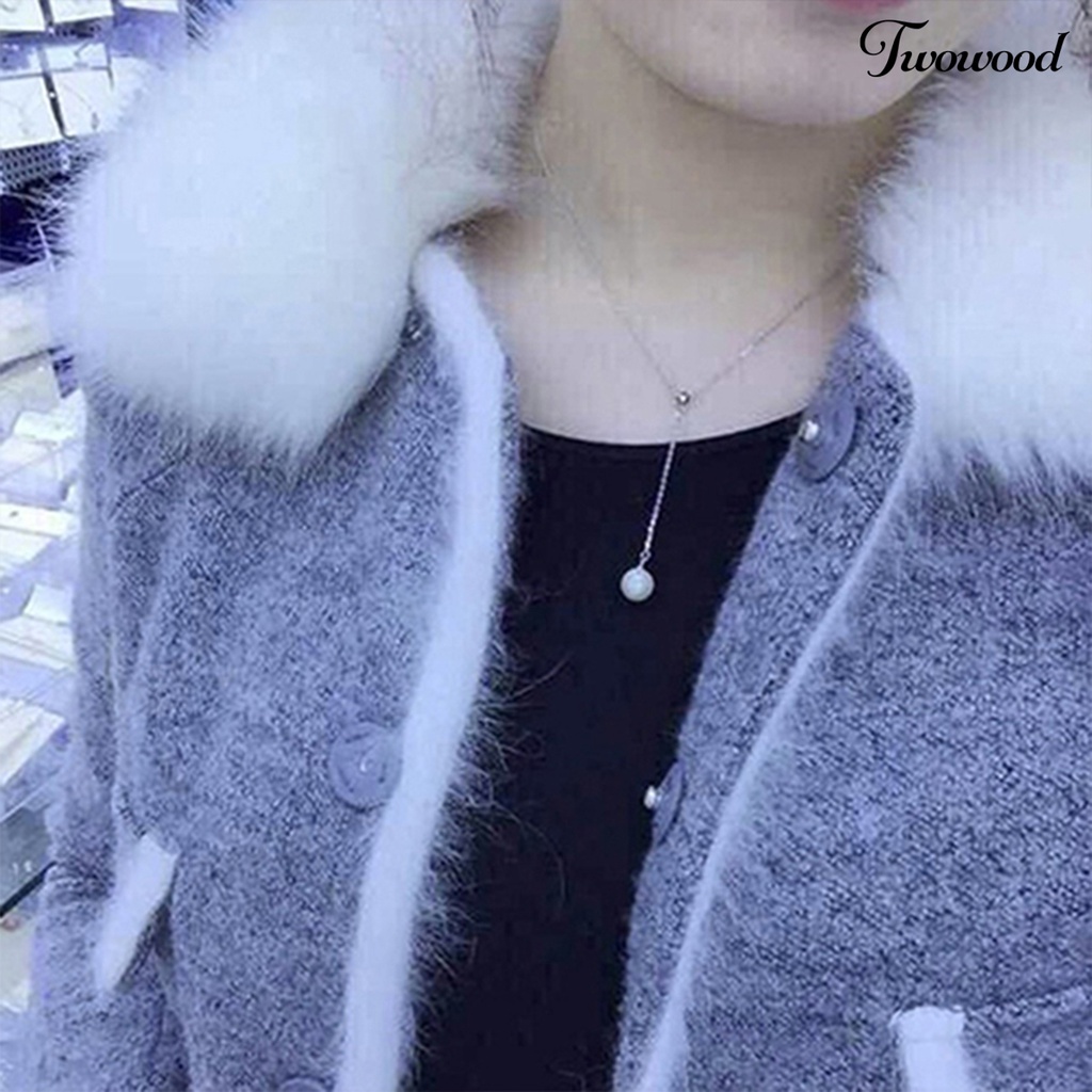 Kalung Rantai Dengan Liontin Mutiara Imitasi Adjustable Untuk Wanita