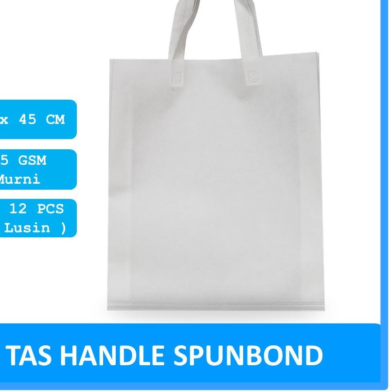 Terbaik..Goodie bag Spunbond Handle 38x45 Putih Lusinan / Tas Spunbond Polos