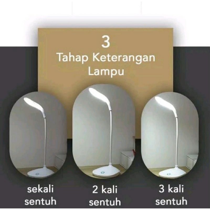 LAMPU BELAJAR MEJA, MENYALA DGN SENTUHAN, BISA DICHARGE, FLEKSIBEL