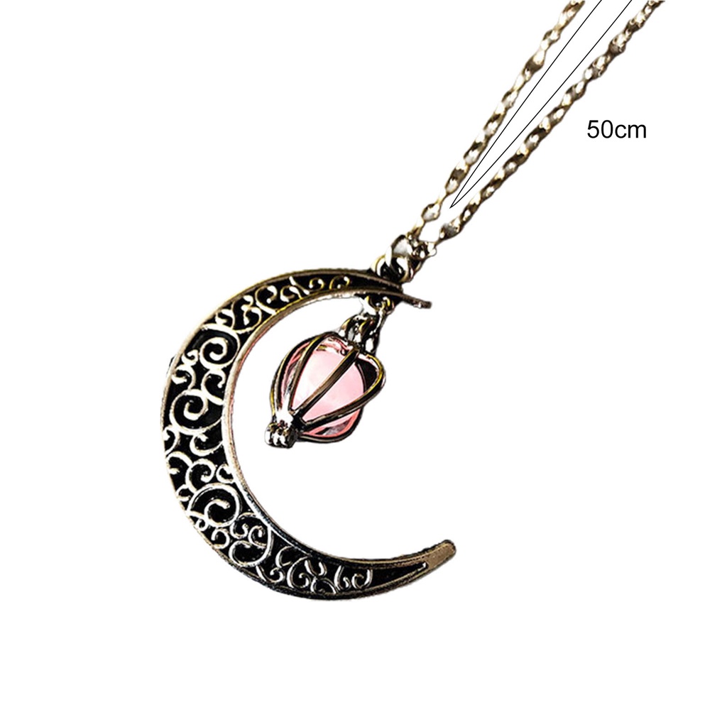 Hu Hu Hu Hu Hu Alat Bantu Pasang Kacamata♡ Kalung Choker Liontin Bulan Sabit Hollow Bahan Alloy Untuk Wanita