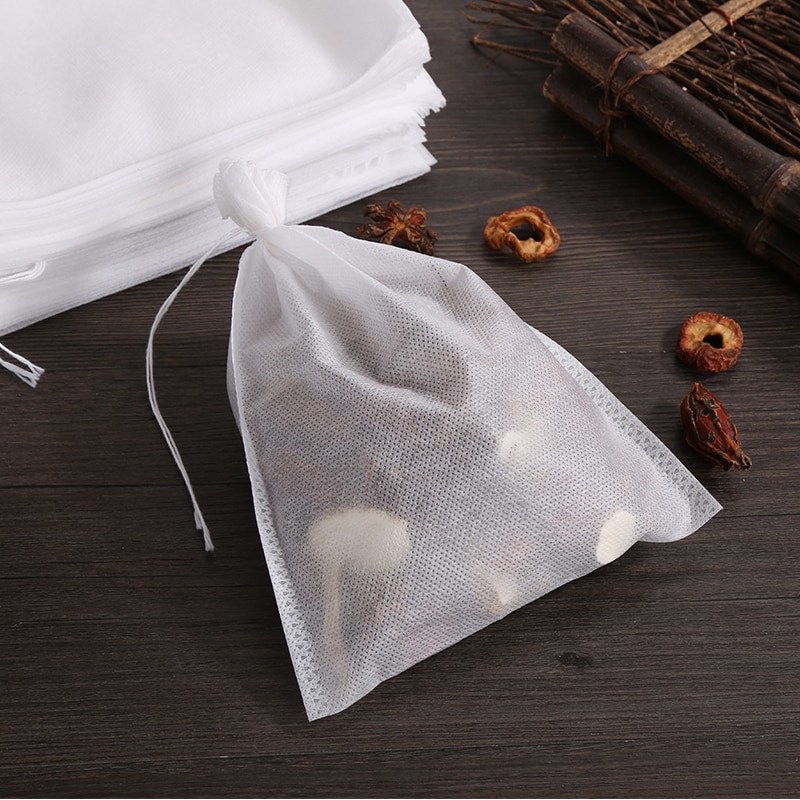 Kantung Filter Saringan Teh Teabag Drawstring Disposable 15 x 20 cm 100 PCS - M101 - White