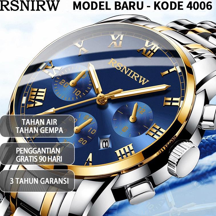 8U5 ✅ RSNIRW-Jam Tangan Pria Metal Kode 4006 NI（ BOX)