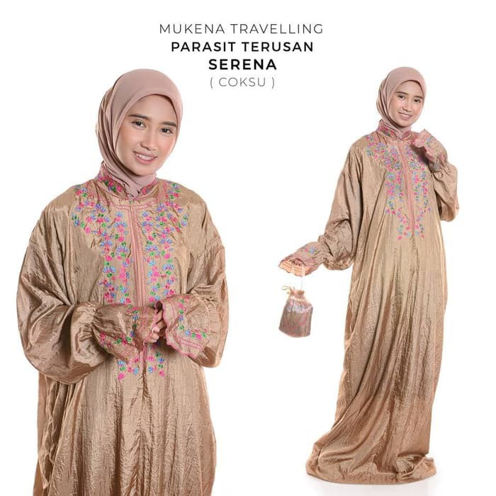 PROMO** Mukena Putih Katun BSY Bordir Murah Motif Bunga Timbul Mukenah Dewasa DEWASA TERUSAN PA Y0G4