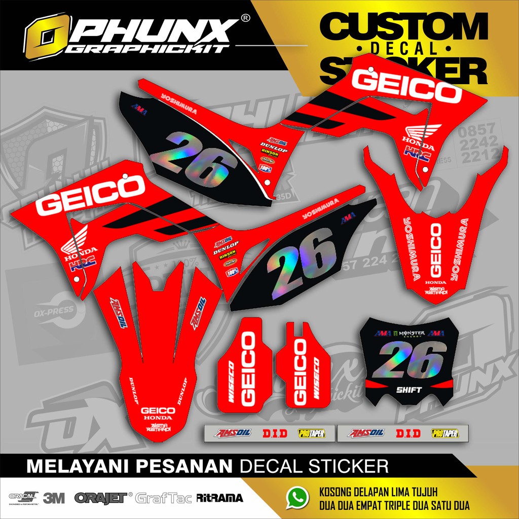 Stiker Decal Custom crf 150 L motocross sticker sticker variasi sticker stiker trail adventure (22)