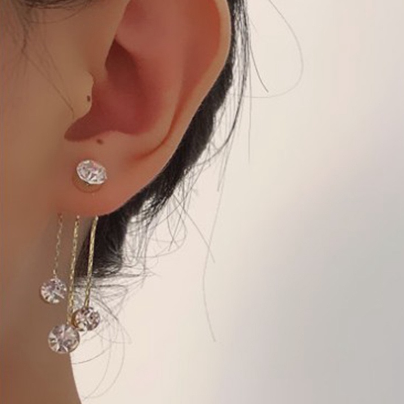 Anting Rumbai Kristal Zircon Mutiara Gaya Elegan Untuk Wanita