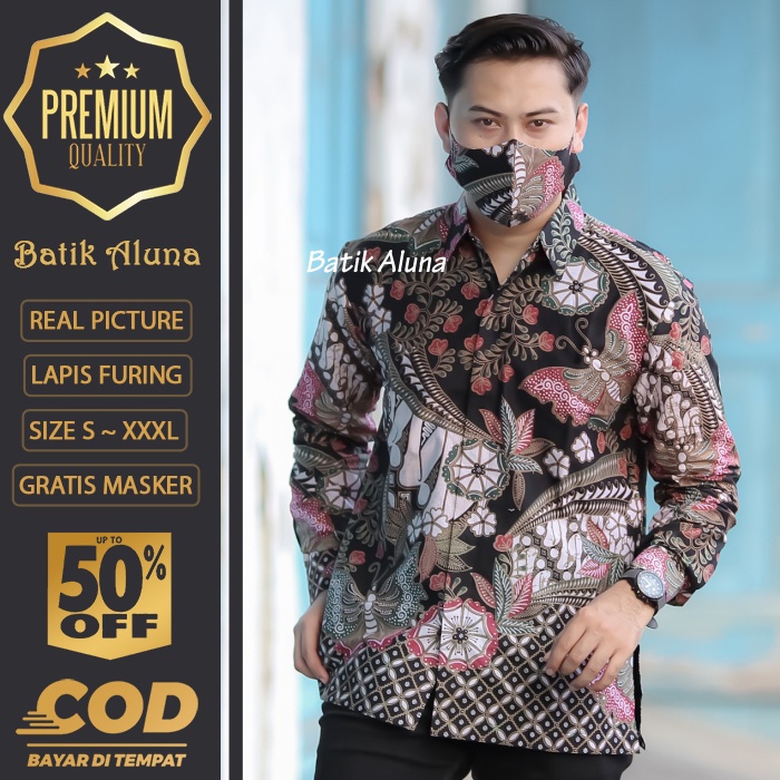 BATIK PRIA LENGAN PANJANG MEWAH PREMIUM ALUNA PRABUSENO SHANGHAI KERIS KEMEJA BATIK ACARA NIKAHAN KE