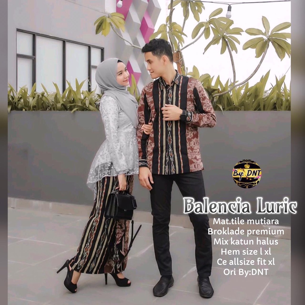 TERMURAH! KEBAYA COUPLE LURIK BALENCIA BY KHANSA BATIK KEBAYA TILE SET PINGUIN SET TUNIK SARIMBIT AT