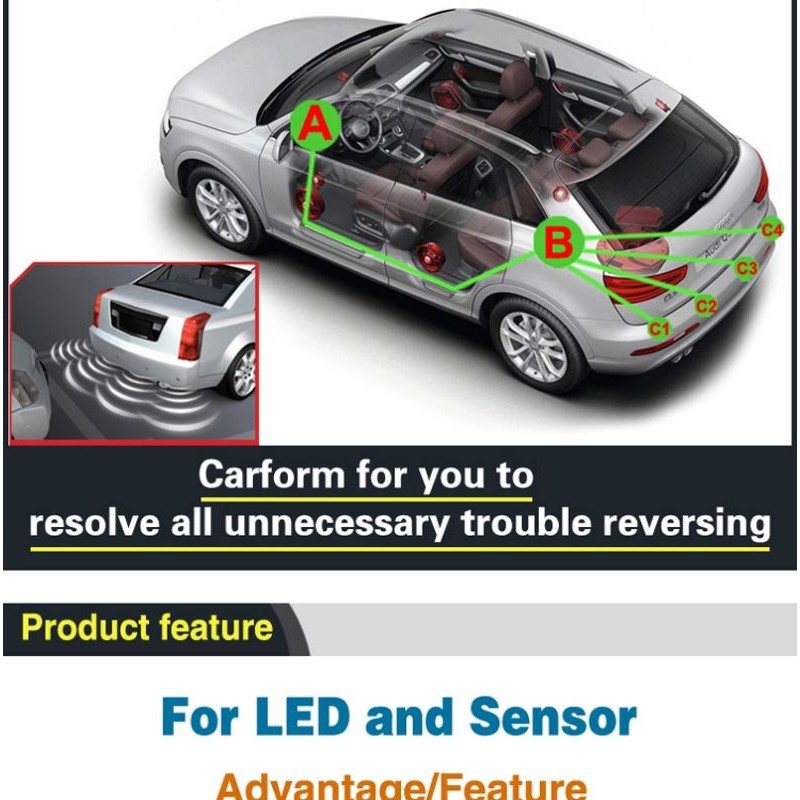 New Technology Sensor Parkir Mobil Sensor Parking 4 Titik Sensor Mundur