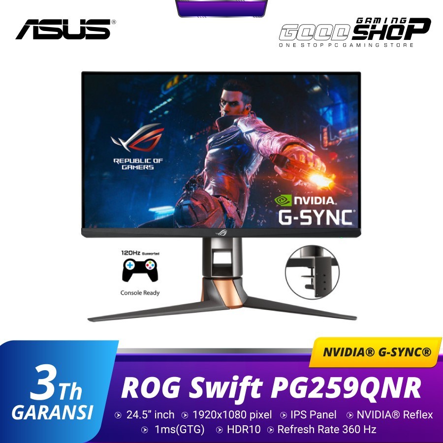 Asus ROG Swift PG259QNR - NVIDIA Reflex , 360 Hz, Fast IPS, 1 ms (GTG) Gaming Monitor