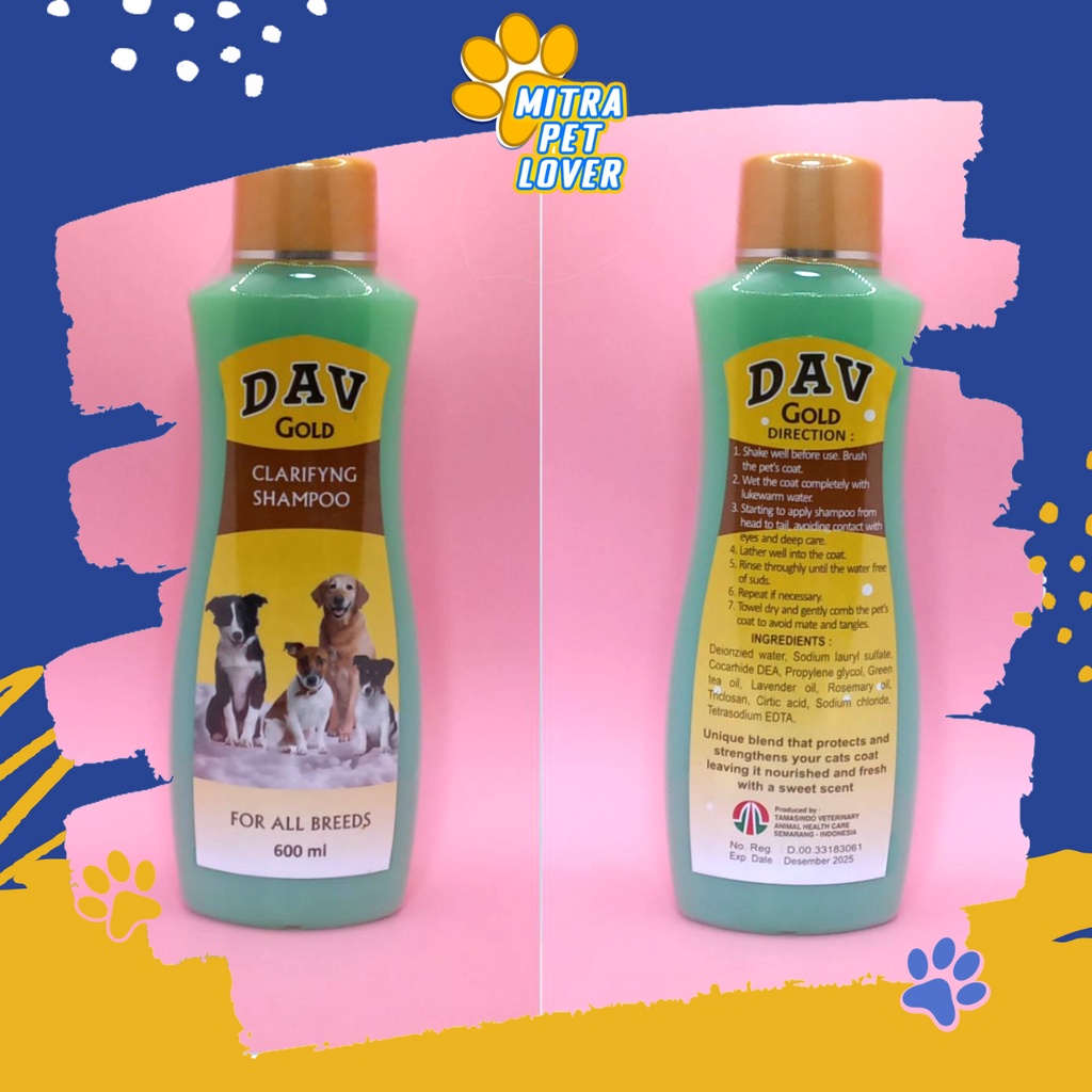 SHAMPO ANJING - DAV SHAMPOO 600ML ORIGINAL - WANGI TAHAN LAMA, PH BALANCE MOISTURIZING MENGHALUSKAN MELEMBUTKAN BULU ANJING DOG PUPPY PET ANIMAL HEALTHCARE AND VETERINARY TAMASINDO OBAT KESEHATAN DAN VITAMIN TERNAK HEWAN BINATANG PELIHARAAN MITRAPETLOVER