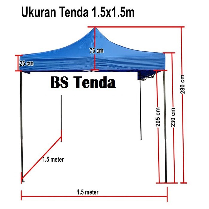 Tenda Lipat Ukuran 1.5x1.5 Dengan Ketebalan Besi 0.6 MM / Tenda Matic / Folding Tent